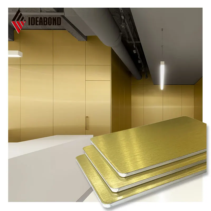 Внутренняя декоративная металлическая отделка настенная облицовка Золотой матовой Алюминиевой Композитной стеновой панели