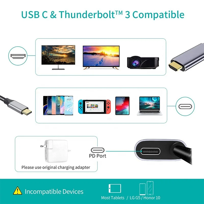 
usb type c to hdmi usb-c charging conversion cable for Nintendo 