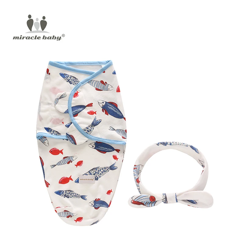
Two-piece set Breathable Cotton Newborn Baby Wrap Swaddle Blankets Toddler Swaddle With Headwrap Christmas gift 