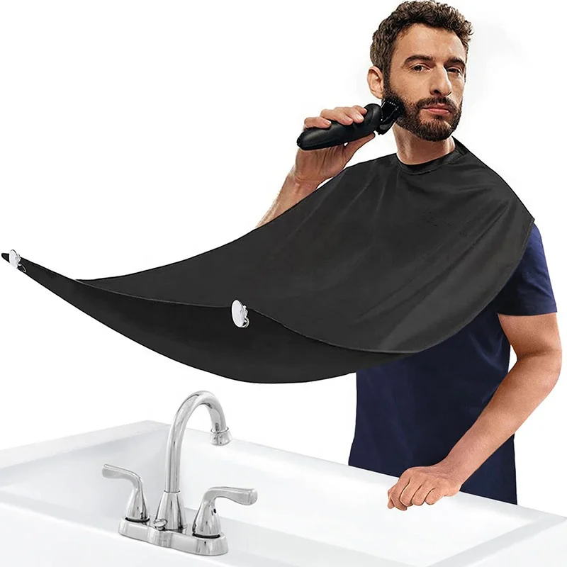 Shaving Trimming Non-Stick Beard Bib Apron Hair Clippings Catcher Shave Cape with Suction Cups