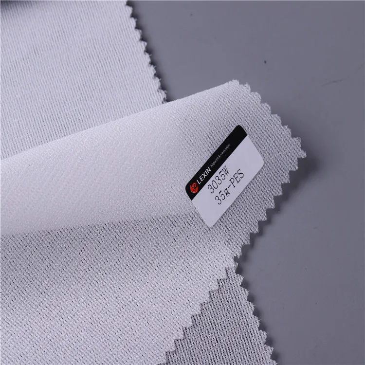 100% polyester Karl Mayer machine made  Tricot Warp Fusible Knitted Interlining for Garment