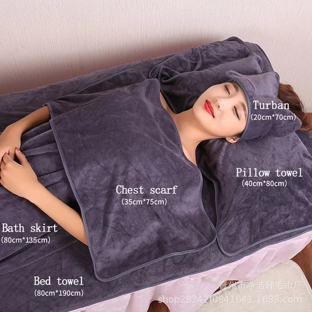 High end beauty salon spa towel customized spa towels set dobby style jacquard logo body face