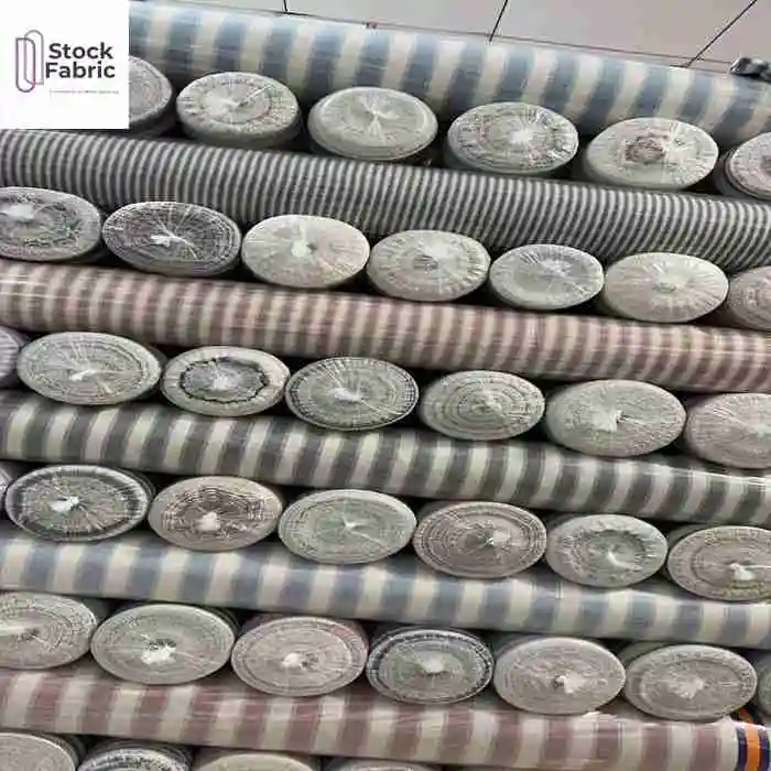 China textile hot selling woven polyester cotton yarn dyed striped fabric stock lot for clothing