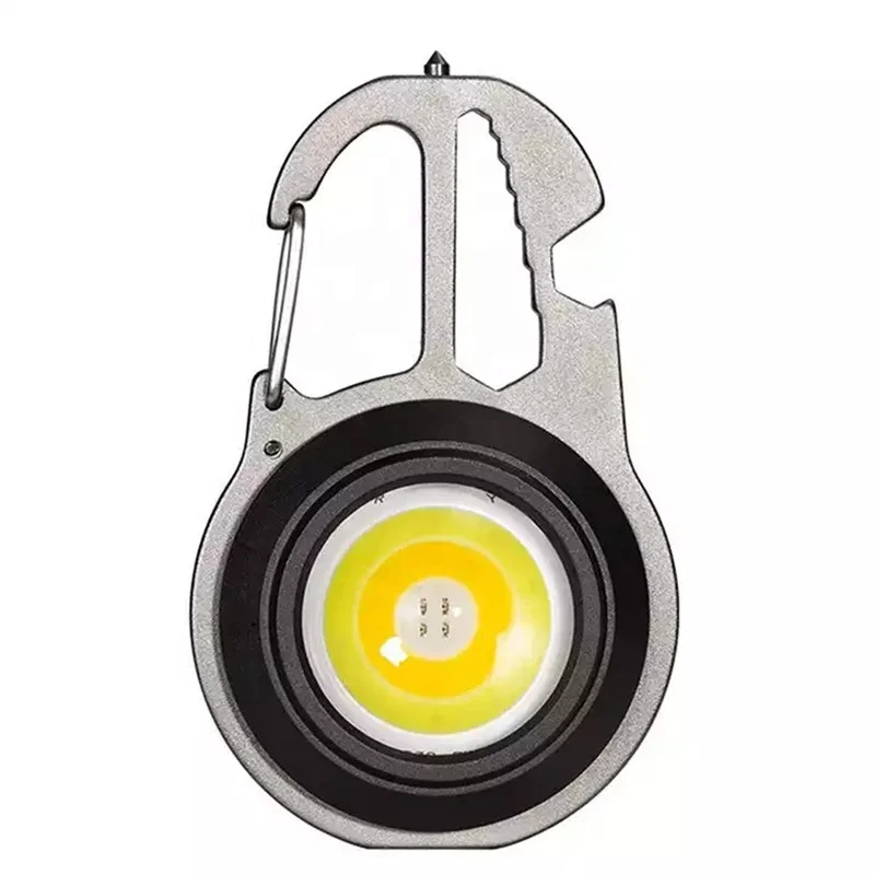 Portable 7 in 1 USB Rechargeable Keychain Flashlight Mini Multi-function Working Light With Bottle Opener,Broken Window Hammer