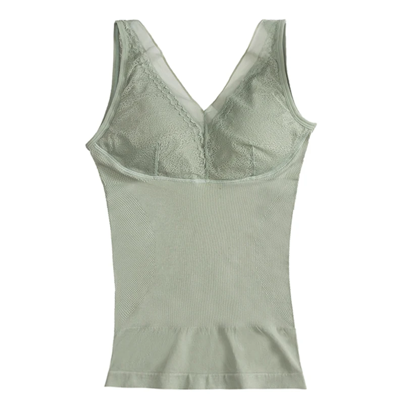 Autumn and winter beautiful back Slim belly waist camisole lace wrap breast latex breast pad base outer wear underwear