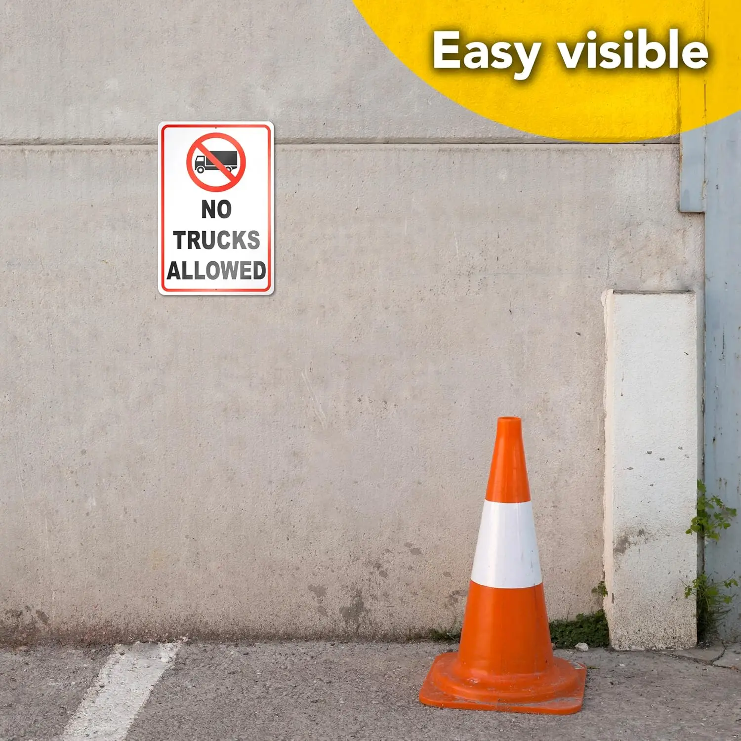 Securun 2024 No Trucks Allowed Sign With Aluminum Material Warning Safety Signs For Office