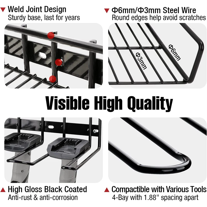 Metal Heavy Duty Electric Drill Storage Rack Garage Power Tool Organizer Rack Power Tools Wall Mount Holder Rack
