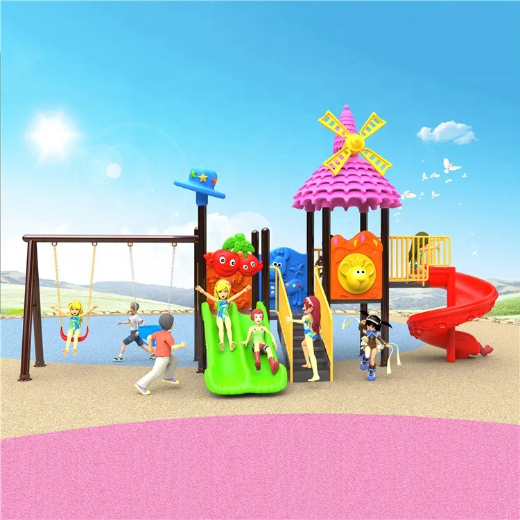 Kids commercial outdoor playground plastic playground slide with swing kids playground equipment outdoor toys