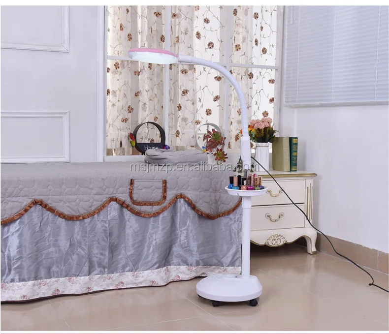 Floor mounted LED eyebrow beauty lamp with wheels 16x magnifying glass beauty tattoo lamp
