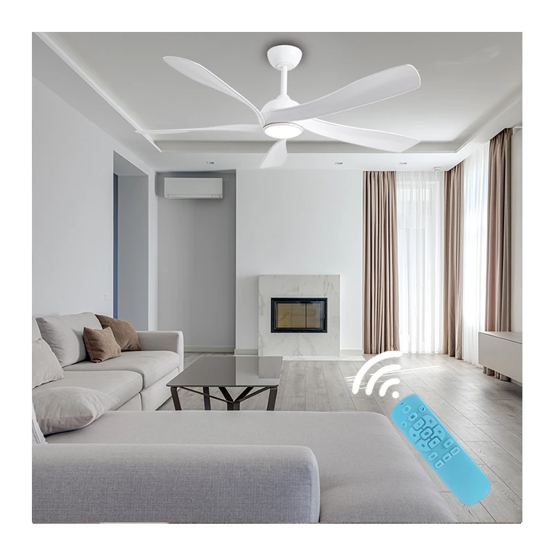 Amazon Hot Sale Decor Forward Reverse 5 Blades Ceiling Fan Lamps Led Hanging Fan Lights Remote Control Iron  56inch