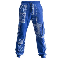 Wholesale Low MOQ Casual Sweatpants Overalls Wide Leg  Men Cargo Pants With Side Pockets Bandana Pant