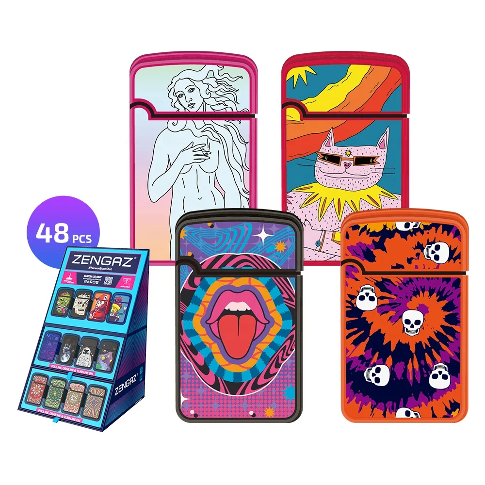 ZENGAZ CUBE Lighter Display Stand 48pcs Luxury Gas Cigarette Butane Gas Lighter Brands