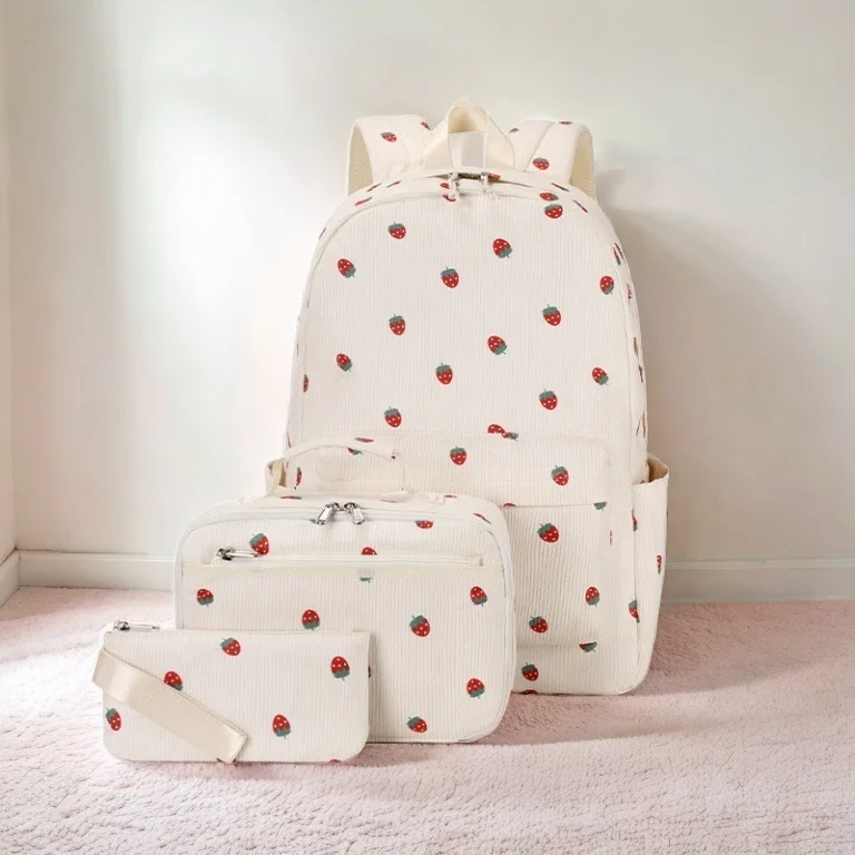 2024 Best Selling Lightweight Lovely Princess Strawberry Schoolbag Backpack for Girl Kids Fashionable Waterproof school bags