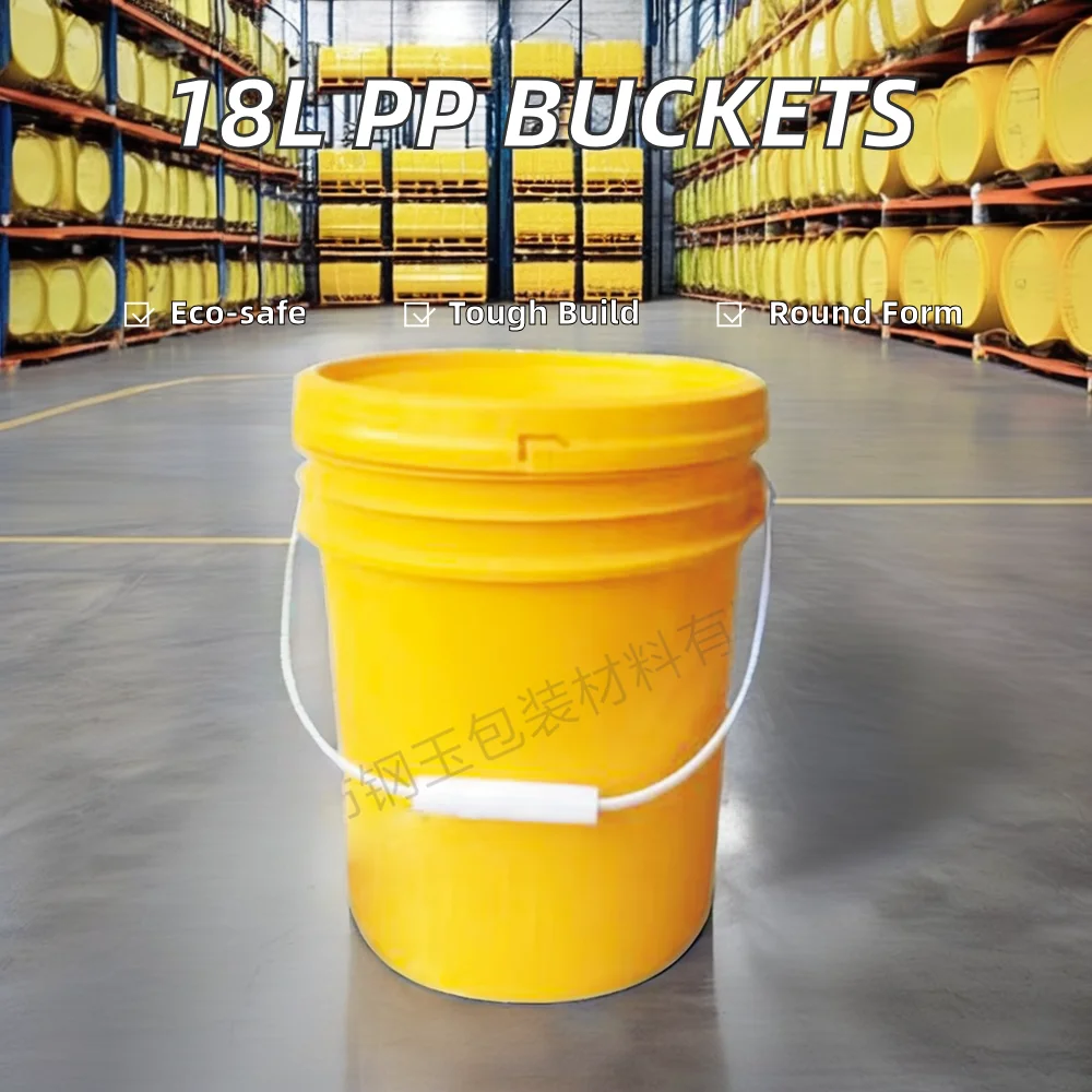 Factory Supplied 18L Recyclable round Plastic Drum Durable Kitchen Storage Bucket Food Grade Material for Water & Packaging Use