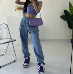 Женская толстовка с высокой талией, винтажная Повседневная Свободная кофта с принтом букв в стиле хип-хоп, брюки для бега и танцев