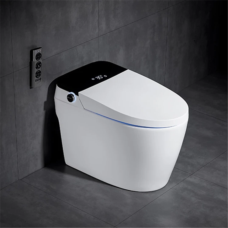 Remote controlled water temperature ceramic flush system smart toilet luxury floor standing siphonic flush smart toilet