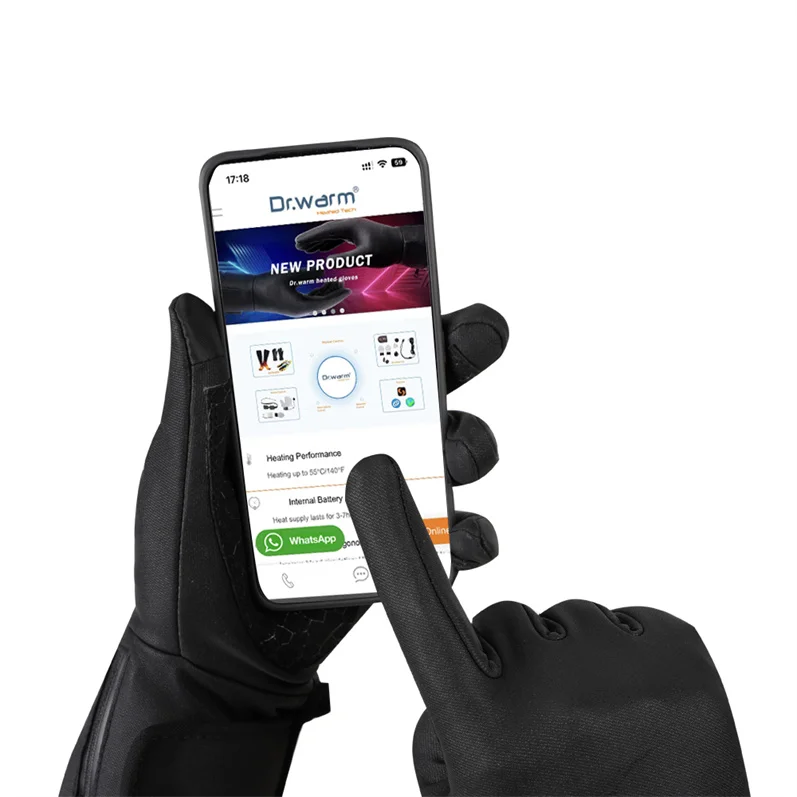 Unisex Touch Screen Rechargeable Electric Heated Winter Gloves for Hunting Riding
