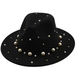 Fedora Hat with Pearl Solid Color New Designer Fedora Hats