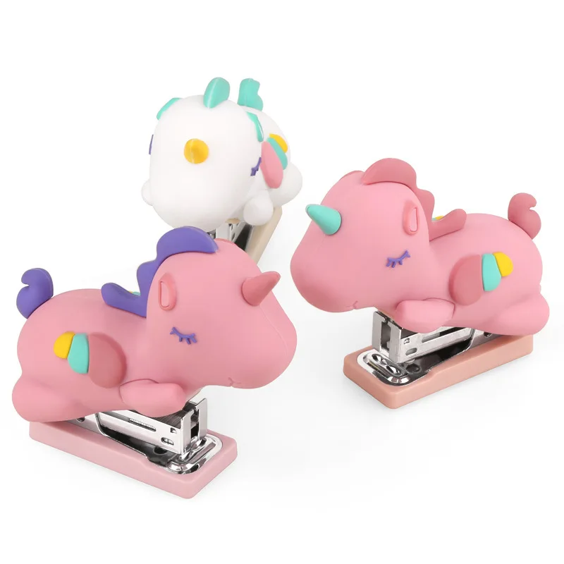 Cute cartoon little treasure Pegasus unicorn stapler Pink mini Lily supports custom LOGO