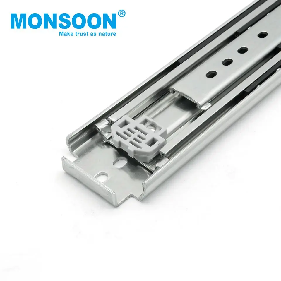 Furniture Accessories kitchen cabinet door ball bearing steel roller 76mm wide heavy duty drawer slide rail without lock