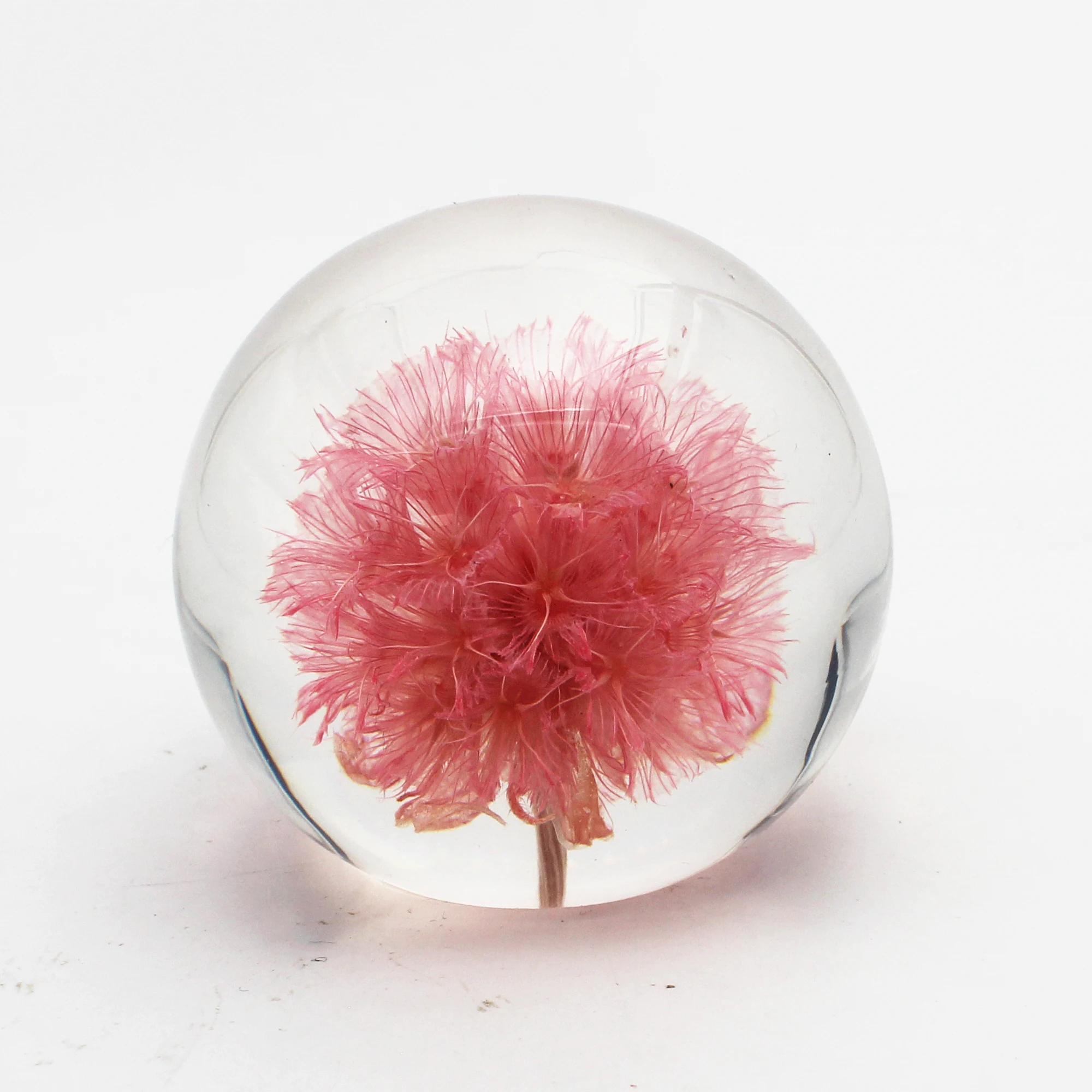 Handmade Resin Crafts Paper weight Preserved Real Flower Crystal Ball Acrylic Resin Ornaments