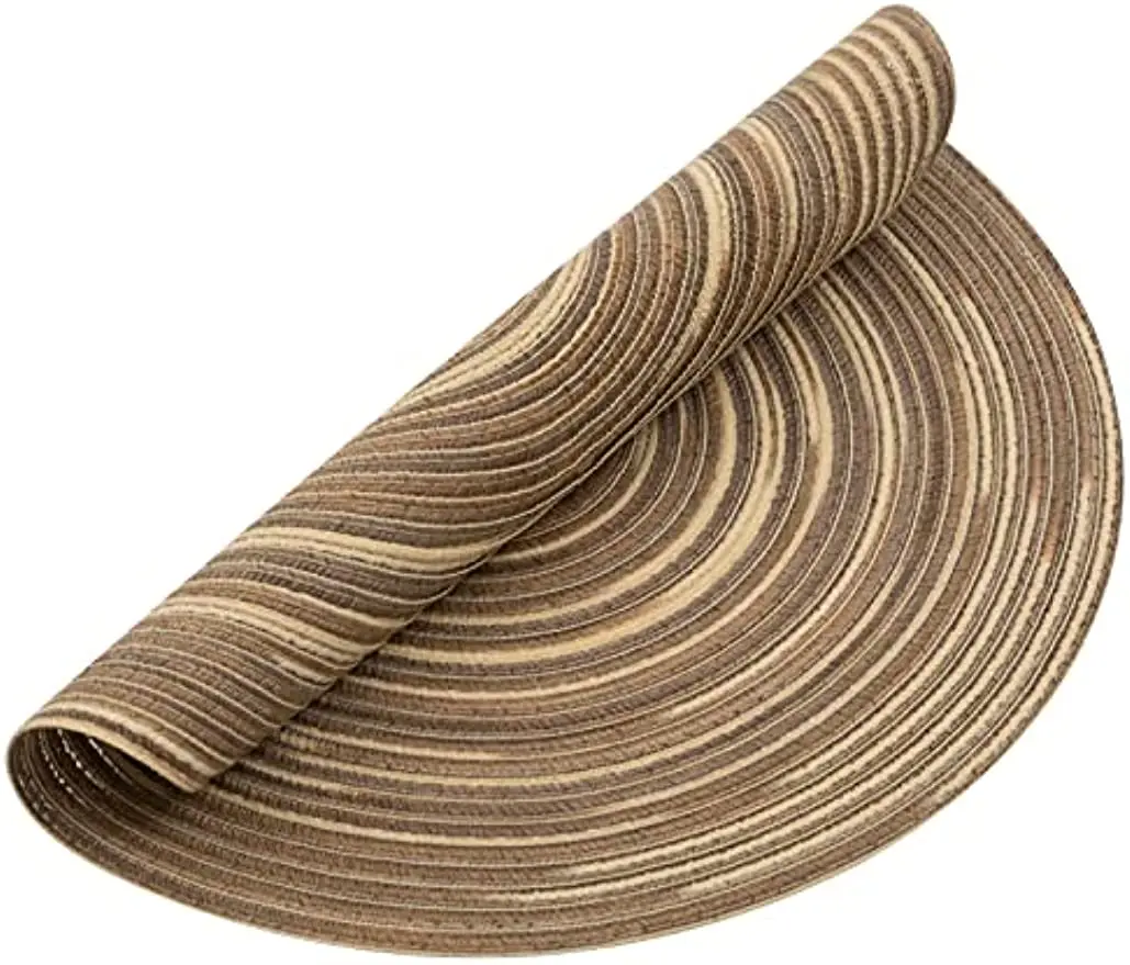 Round Placemats Set of 6 Washable 15 inch Variegated Braided Place Mats Kitchen Table Mats