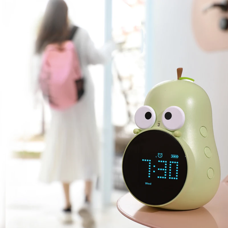 Новые Мультяшные забавные выражения утка груша будильник USB перезаряжаемый голосовой звонок Детские светодиодные настольные часы