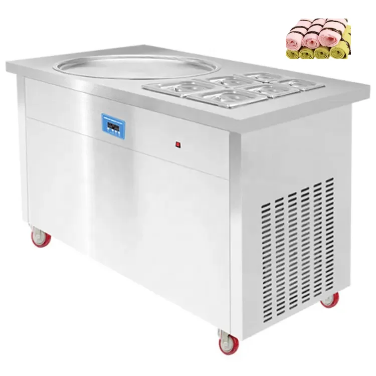 Top quality double pan stainless steel frozen ice cream rolls fried ice cream machine ice roll machine