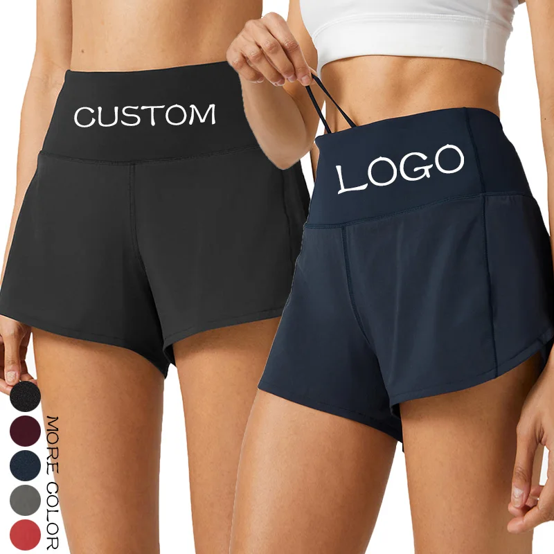 Пользовательские летние короткие брюки для девочек, повседневные велосипедные спортивные женские шорты с высокой талией для йоги