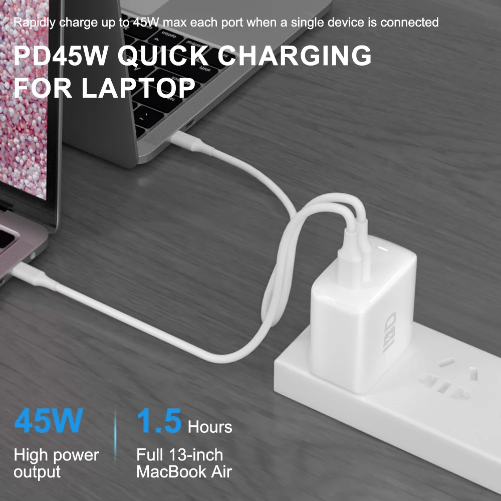 Portable GaN Usb Type c Qc3.0 Mobile Phone Laptop Mini 40w 45w Pd Dual 45 w Eu Us Pd45w 35w Wall Charger For Samsung Macbook