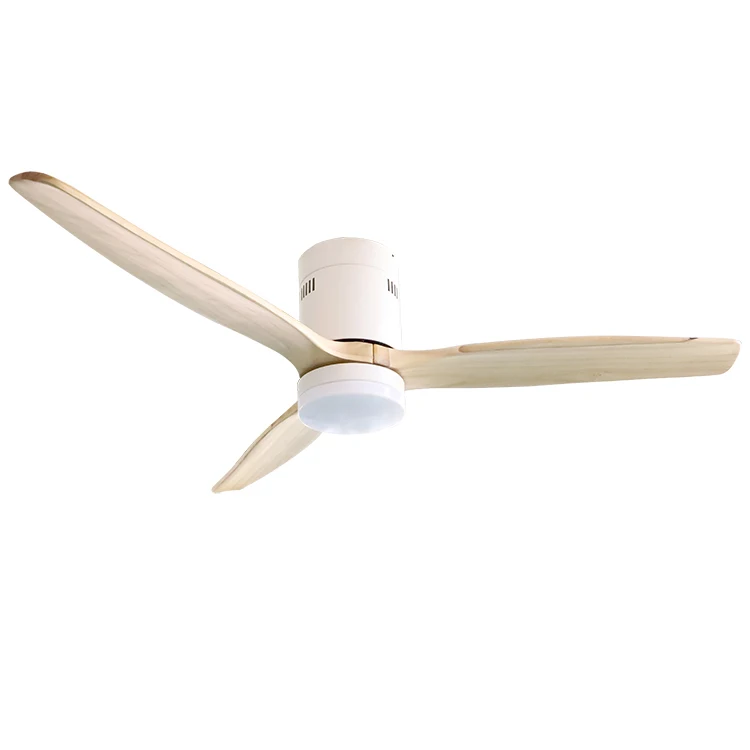 52 inch flush mount dc motor wood blades ceiling fan with led light remote control