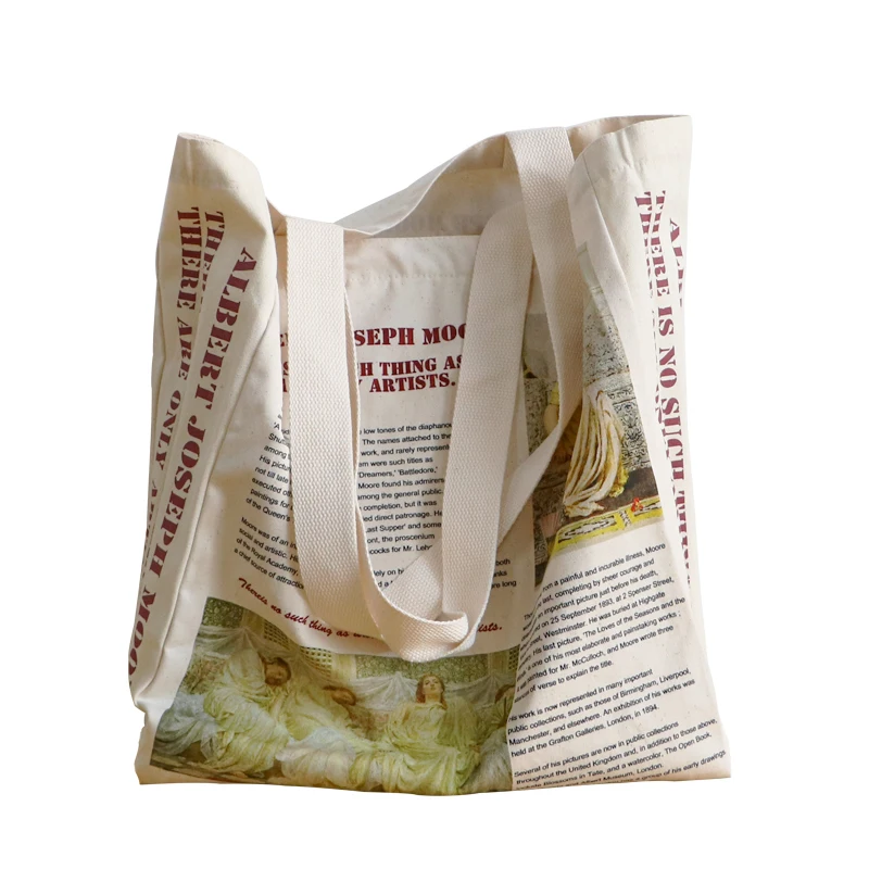Vigreat Wholesale Cheap Shopping Bag Grocery Advertise Cloth Tote Shopping Bag Silk Digital Screen Print Cotton Polyester Canvas