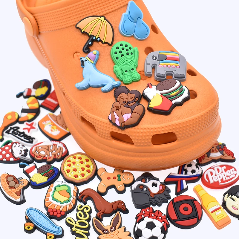 New Arrivals  Food Hamburg Popcorn Lollipop Design Croc Charms PVC S Charms Accessories Decorations For Clog Shoes