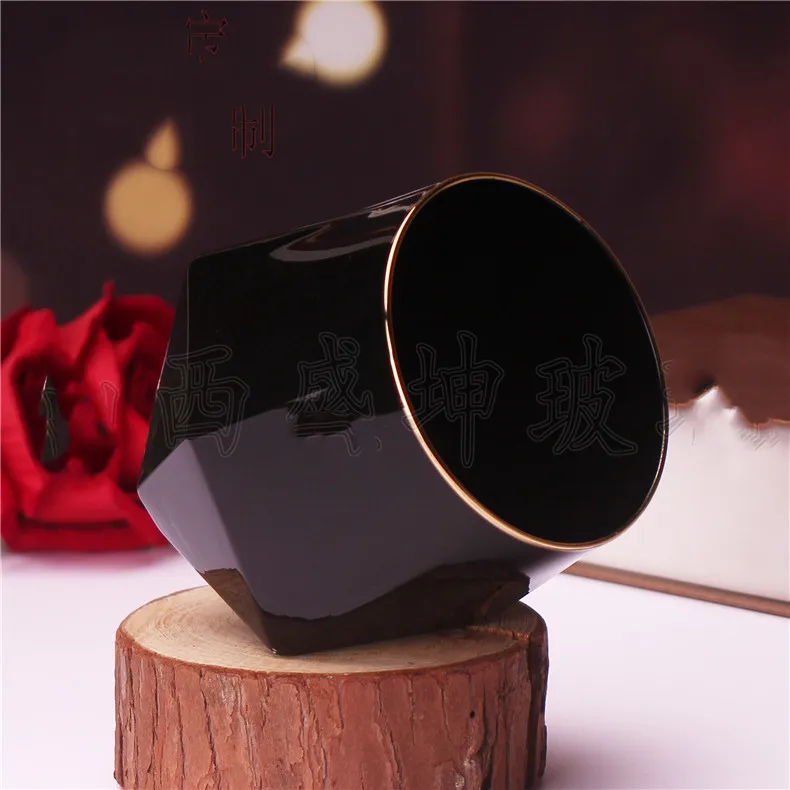 high quality 250ml walled frosted black whiskey glass