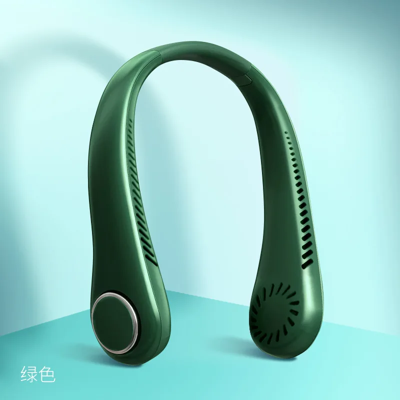 Portable Rechargeable vaneless Neck Fan Cooler Adjustable 360 Degree rotation 3 Speed Neck Fan Sport Outdoor Air Cooling Fan