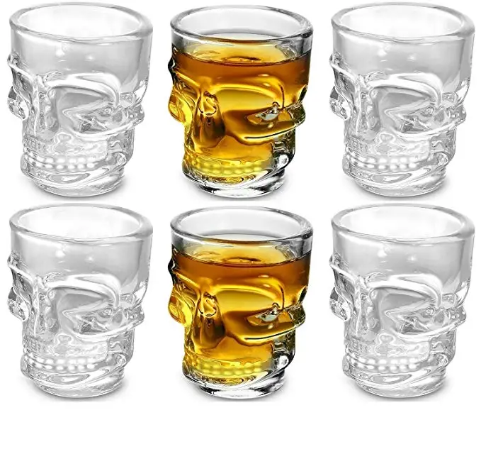 DMF 2oz vodka shooter skull shot glass cup