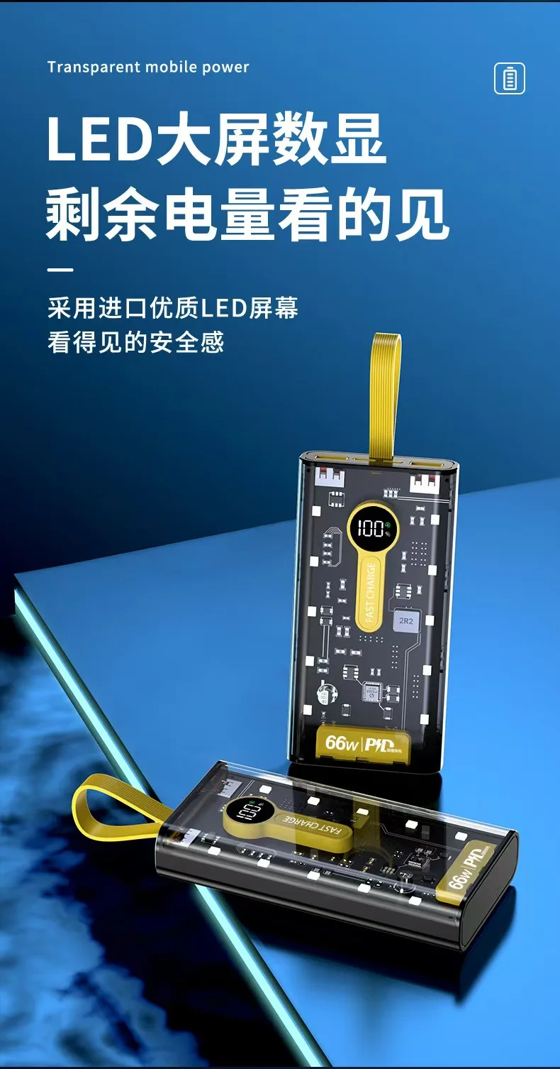 PD20w 20000 мАч супер быстрая зарядка электростанция двойной USB TYPE-C двунаправленная 66 Вт портативные смартфоны Power bank