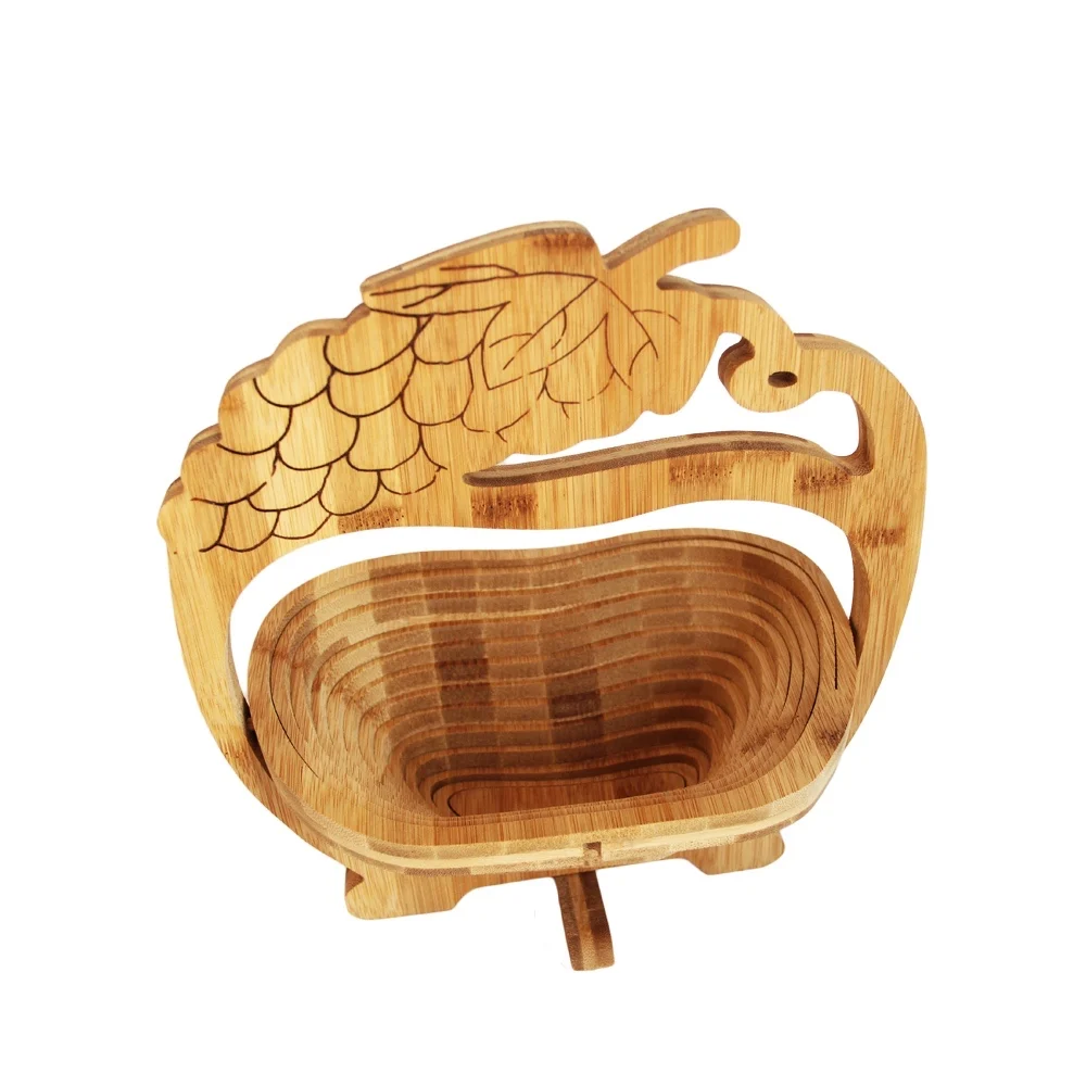 Grape Style Custom Customized Natural Bamboo Folding Fruit Basket