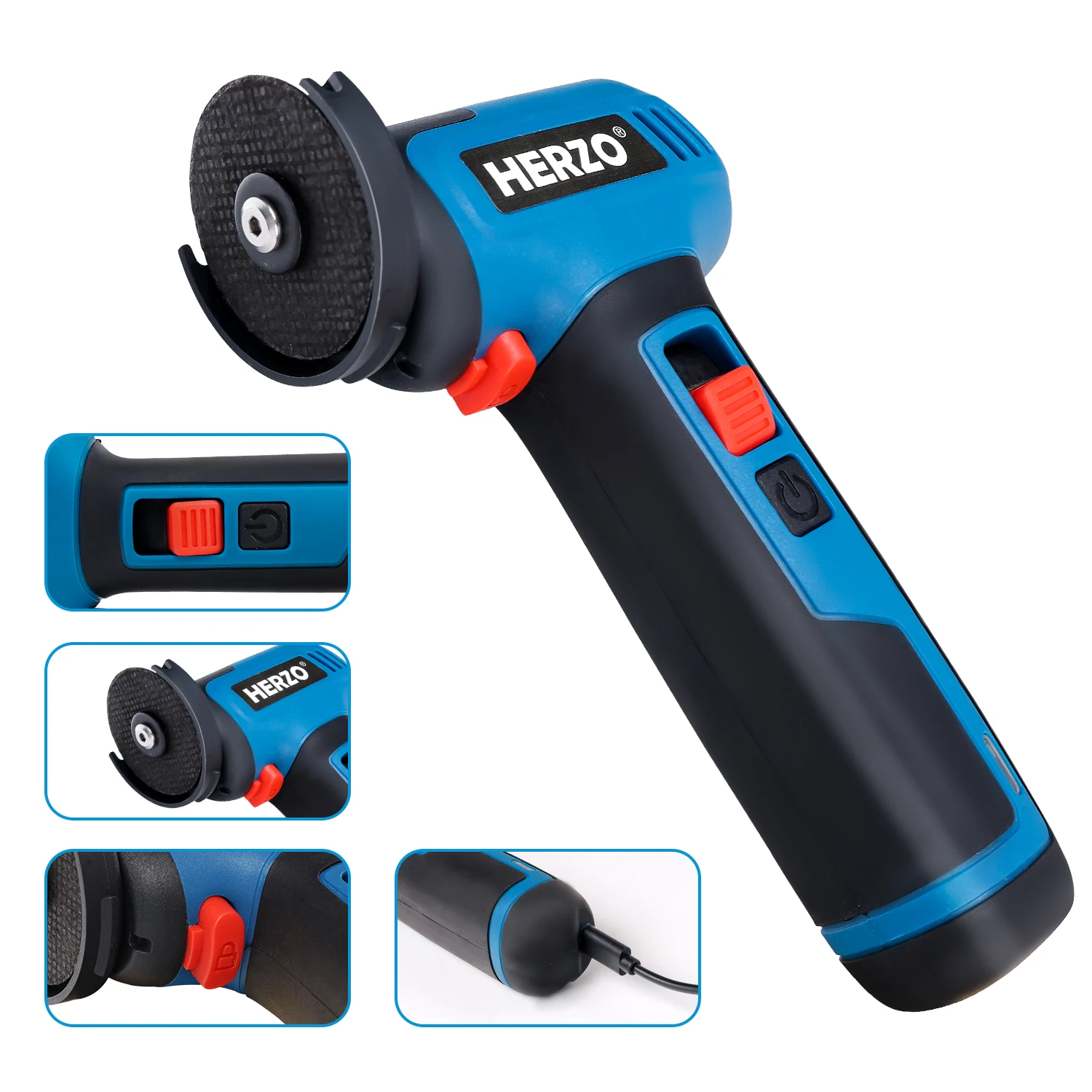 HERZO Mini Cordless 7.2V Angle Grinder within Rechargeable lithium battery Mini Cut Angle Grinder DC