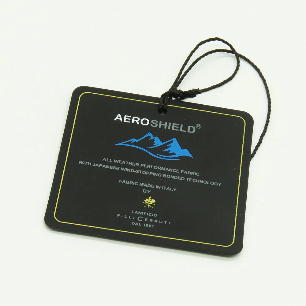 custom printed logo soft touch deep black paper board with string rope bottle neck hang tag