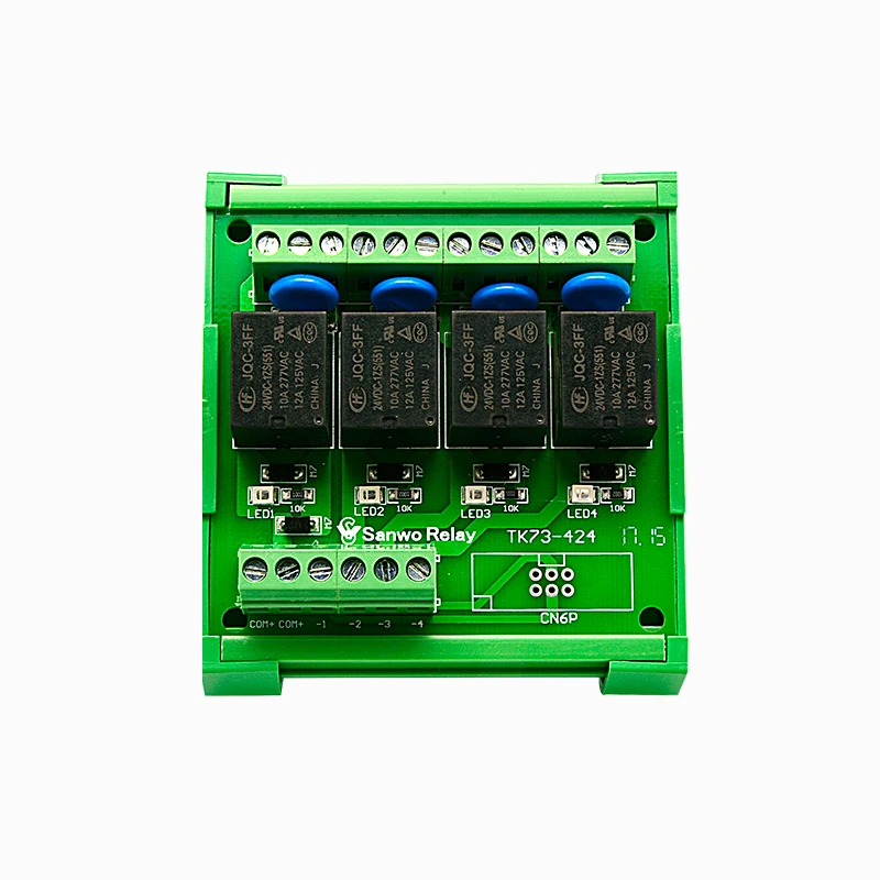 4 Channel Electromagnetic Relay Module 3V 5V 6V 9V 12V 24V DIN Rail Panel Mount for Automation PLC Board Power Relay