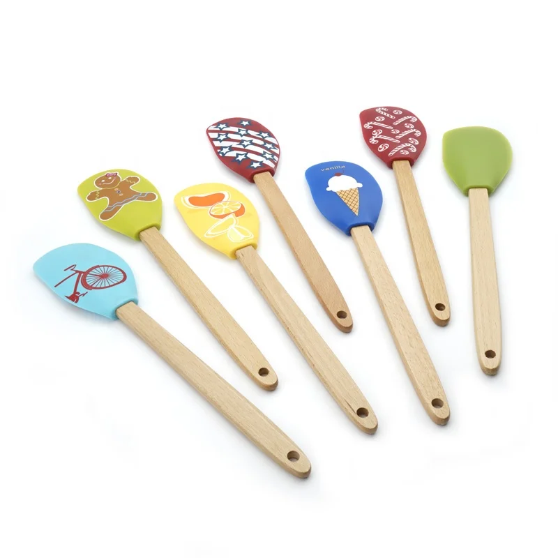 Mini Silicone Spatula Set with Wooden Handle Baking Supplies Oem Screen Printing Shenzhen Customize Food Grade Sustainable