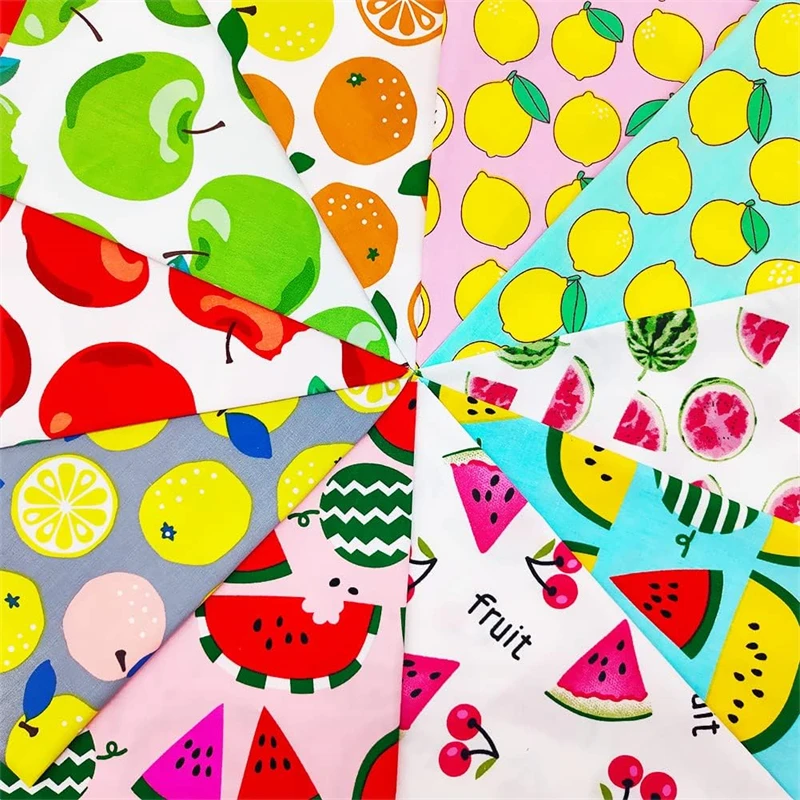 Lightweight thick color fastness custom cherry fruit digital print precut 100% cotton quilted fabric tecido para roupa for dress