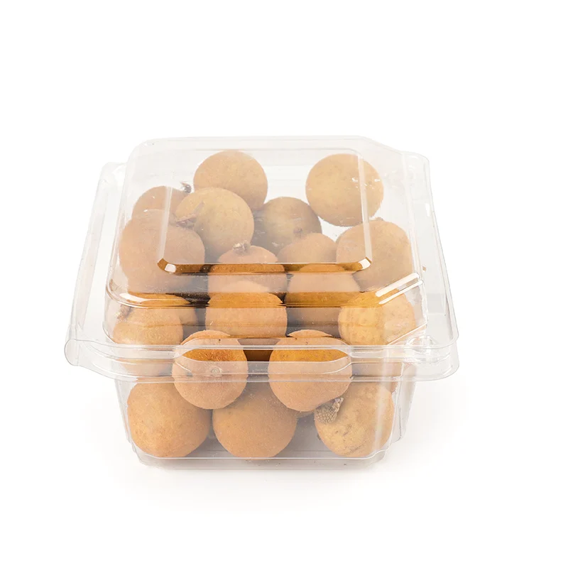 Factory Price Food Fruit Containers Transparent Pet Plastic Blister Box Clamshell Litchi Grape Box Packaging With Lid
