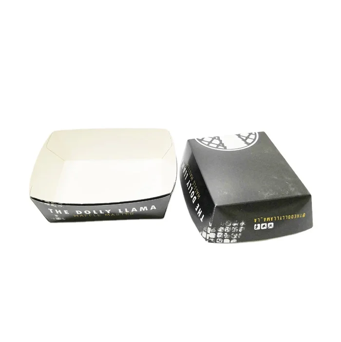 Custom printed eco friendly disposable kraft pulp snack waffle fried chicken fries burger packaging food tray