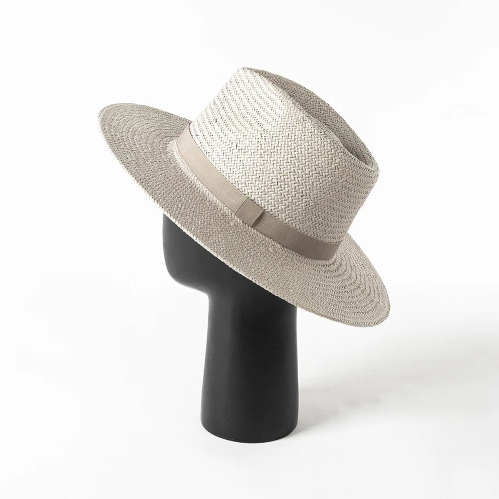 2023 Summer New High Quality Unisex Fedora Hand Weave Paper Straw Panama Hat for Men Outdoor Sun Shade