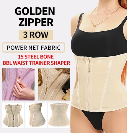 New Product WomenSlim One-piece Shapewear Tight Hooks Belly Belt With Gold Zipper Double Control Hot Selling Waist Trainer