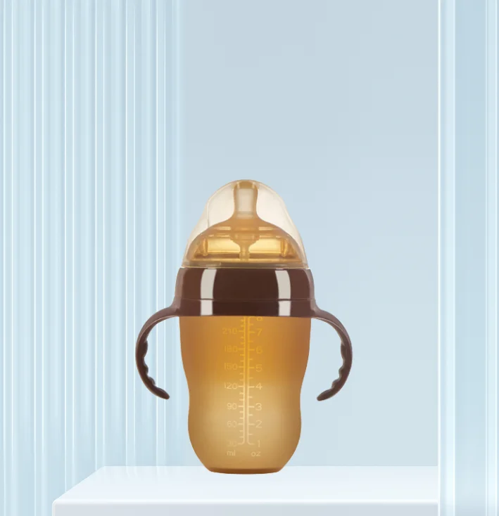 Customize Cartoon Safety Hand Free Newborn Kids Children Wide Neck Feeding Milk Silicone Baby Bottle for Infant