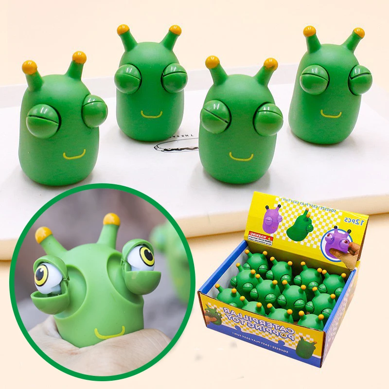 Caterpillar Squishy Toys Stress Relief Popping Out Eyes Funny Squeeze Stretchy Toy for Child gifts