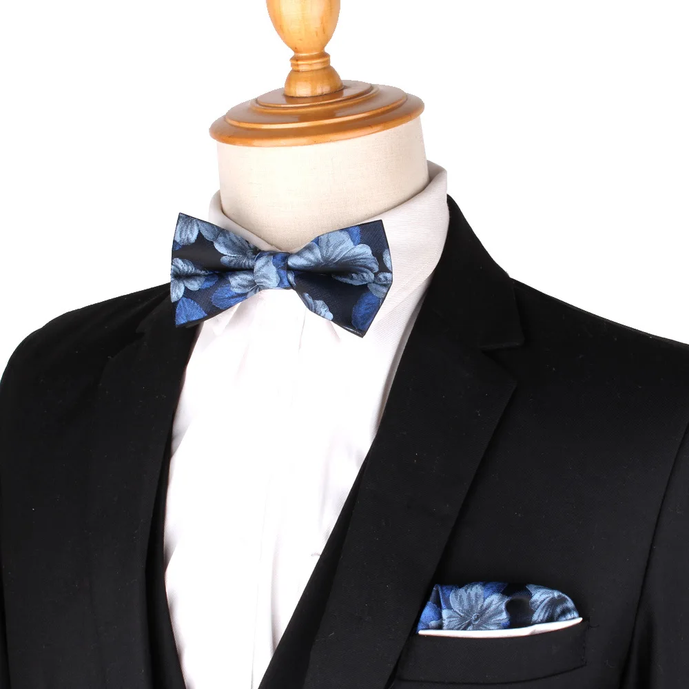 Groom Wedding Necktie Wholesale Mens Ties Red Floral Bowtie Handkerchief Suits For Party Banquet Cheap Custom Tie Black Cravat